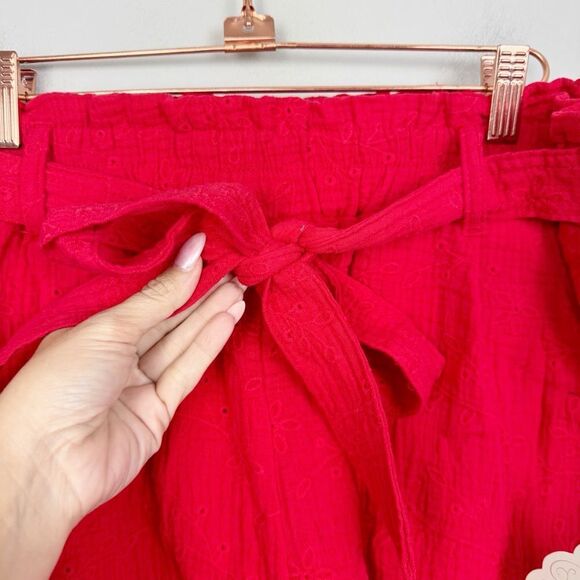 KNOX ROSE | NEW Rebel Red Eyelet Pull On Belted Shorts Women’s Size X-Large - Picture 5 of 10